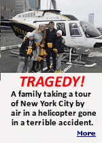 A sightseeing helicopter plunged into the Hudson River on Thursday, turning a family outing above Manhattan's misty skyline into a tragedy. The helicopter carried six people, including three children and their parents. It lifted off from a Manhattan heliport and followed a familiar route: circling the Statue of Liberty, gliding north along the Hudson toward the George Washington Bridge and then turning south. About 16 minutes after takeoff, the aircraft crashed into the water.